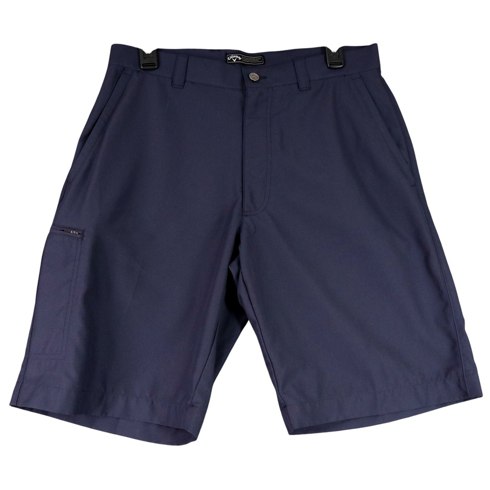 Callaway Golf Shorts Mens 32 Navy Blue Performance Side Zip Pocket Activewear
